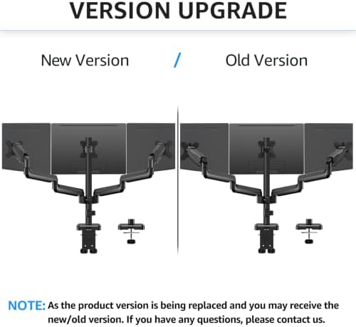 MOUNTUP Triple Monitor Mount for 17-32 inch Screens, Full Motion Triple Monitor Stand, 3 Monitors Desk Mount Holds 4.4-19.8 lbs Each, Clamp & Grommet Mounting, Black - Image 4