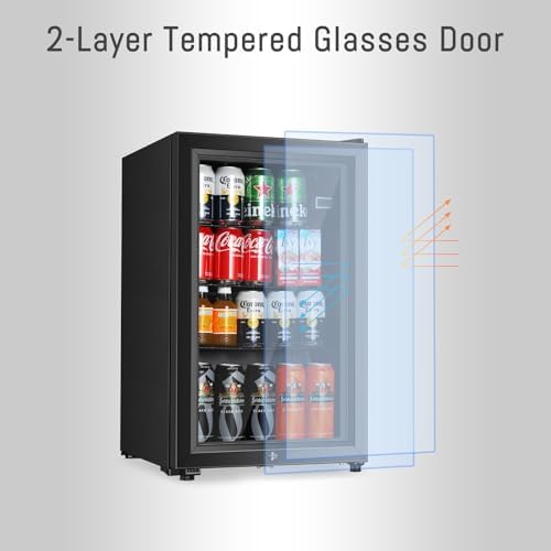 HAILANG Beverage Refrigerator, 2.3 Cu.Ft, Mini Fridge with Glass Door for Soda Beer, Freestanding Beverage Cooler for Office, Bar, Adjustable Shelving&Adjustable Foot - Image 4