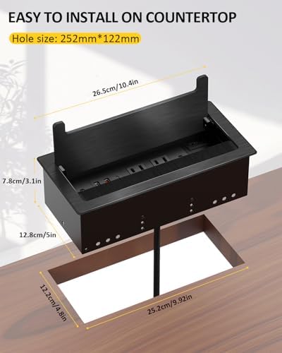 3Pack Conference Table Power Hub, Outlet Multimedia Connectivity Box with 1 HDMI + 1 RJ45 + 20W USB C + 2 USB A + 2 AC Outlets, Heavy Duty Metal Table Top Box for Countertop Office UL Listed - Image 7