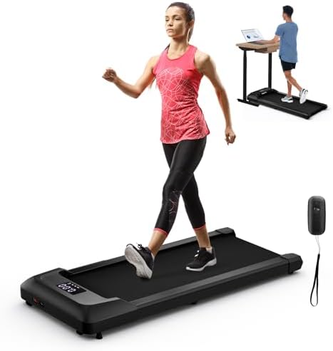 GYMAX Walking Pad, 2.25HP Under Desk Treadmill with LED Display, Remote Control & 7-Layer Belt, Compact Portable Jogging Running Machine for Home Office Small Space by GYMAX
