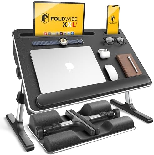 FoldWise 2-in-1 Bed & Lap Desk with Soft Cushion, Adjustable Height & Angle by FoldWise