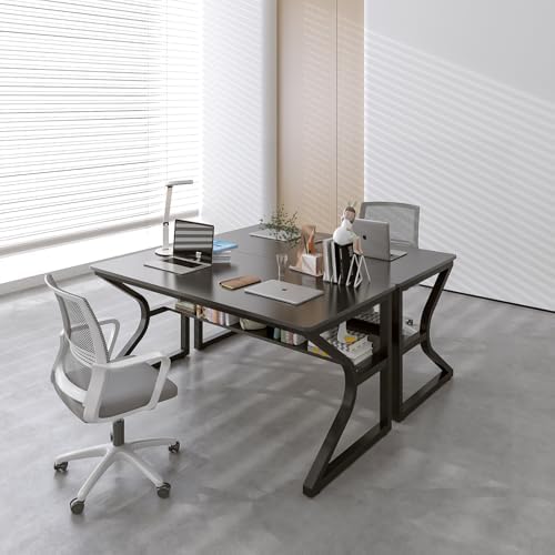 OSCHF 47.3-Inch Writing Desk with Storage Shelf, Black - Image 7