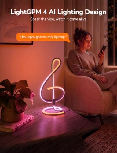 Lepro TB2 AI Smart Table Lamp, RGB+IC Modern Treble Clef Spiral Desk Light - Image 2