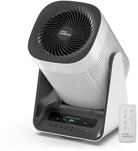 COWAY Air Purifier for Home Bedroom, 2-in-1 with Fan, Particulate Filter for Smoke, Allergies, Pet Dander, Odor, Air Quality Monitor, Auto Mode, Remote Control, Timer, 3-Year Warranty, Aim, White by Unknown
