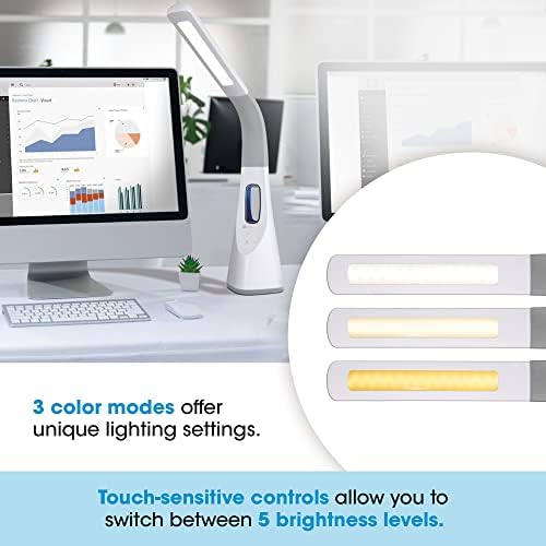 OttLite Cool Breeze LED Desk Lamp with Bladeless Fan, White - Image 3
