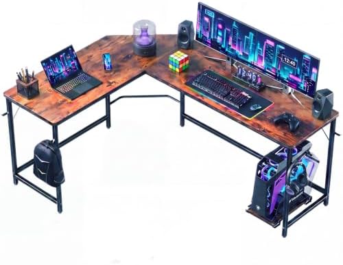 66" L Shaped Gaming Desk Reversible Corner Desk for Home Office by HAPPYMONTLLC