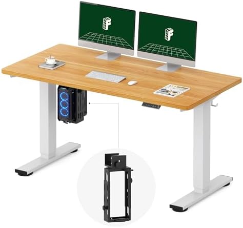 FLEXISPOT EN2 55"x28" Electric Standing Desk with PC Stand Bundle, Maple by Unknown