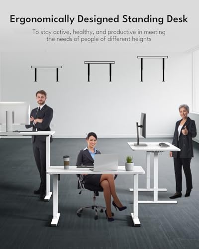 Electric Standing Desk, Gaming Desk, 40 x 24 Inch, White - Image 3