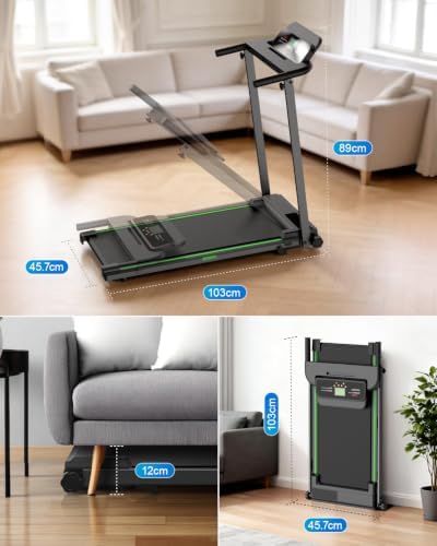 Treadmills for Home, Walking Pad with Incline, Caminadoras para Hacer Ejercicio, 0.6-6.2 MPH Portable Foldable Under Desk Caminadora, Eléctrica Casa Tredmill, Folding Compact Running Machine - Image 3