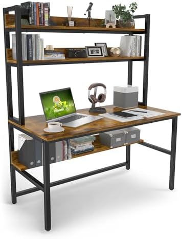 Aquzee Computer Desk with Shelves, 47“W x 23.6" D Desk with Hutch by Aquzee