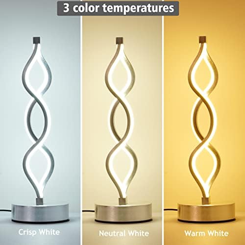 NUÜR Silver Table Lamps Set of 2, 15.8 Inch LED Bedside Lamps - Image 5