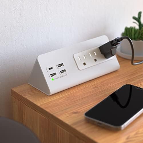 Nightstand Edge Mount Power Strip with USB-C Ports Tabletop Surge Protector Desk Clamp Power Sockets with 3 AC Outlets &4 Fast Charging USB Ports for Home Office Hotel and Dormitory - Image 6