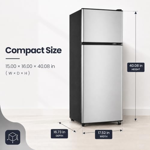 4.5 Cu.Ft Mini Fridge with Freezer, 2-Door Compact Refrigerator for Dorm/Office/Bedroom, Energy Efficient & Quiet, Silver - Image 2