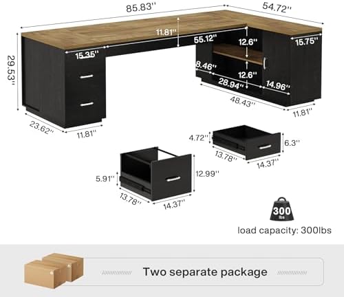 Tribesigns 85.8-Inch L-Shaped Executive Desk, Extra Large Home Office Desk - Image 2