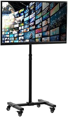 VIVO Black Rolling TV Cart w/Wheels for 13 to 50 inch Screens, STAND-TV07W by VIVO