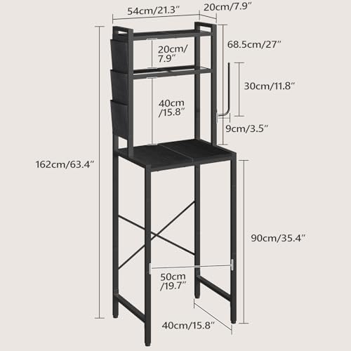 MAHANCRIS Bakers Rack with Mini Fridge Shelf, 3-Tier Microwave Stand, Coffee Bar Station with Paper Holder, Freestanding Kitchen Storage Rack, for Kitchen, Black BRBK5401 - Image 3