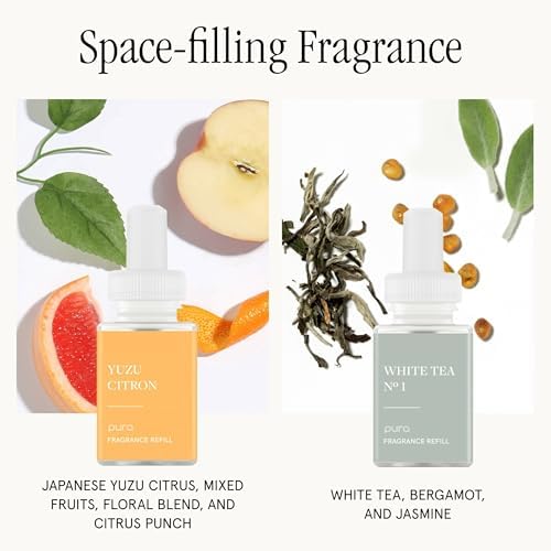 Pura - Smart Home Fragrance Device Starter Set - Pura 4 - Scent Diffuser for Home - Includes Fragrance Aroma Diffuser - Square Box, Yuzu Citron and White Tea No. 1 Scent Refills - Image 2