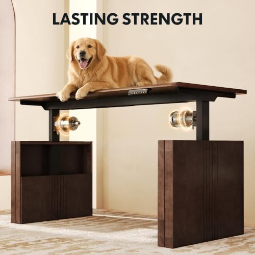 FLEXISPOT 55 x 28 Inch WoodiX Solid Wood Executive Standing Desk, Walnut - Image 6