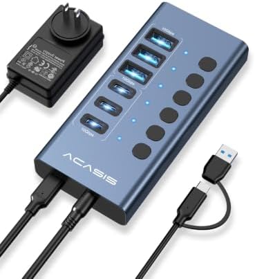ACASIS 6 Ports Powered USB 3.2 Hub (3 USB-A 3.2 +3 USB-C 3.2), 10Gbps by ACASIS