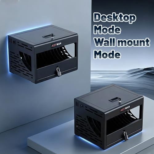 Lockable Charging Station for Laptop & Chromebook Classroom, 16-Port Desktop/Wall Mount Cart with Top Lid Cable Management, Surge Protected for School Office, Fits 14" Devices Black - Image 2