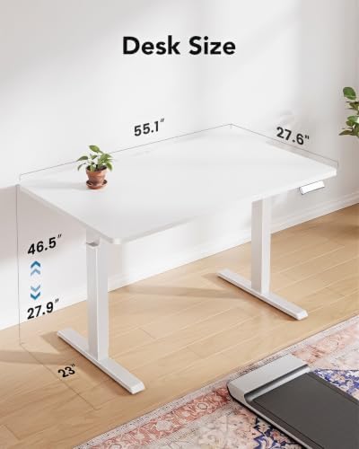 HUANUO 55x27 Inch Electric Standing Desk, Height Adjustable, White - Image 3