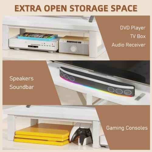 YAOHUOO 45" Large TV Riser for 32-60 inch TV, TV Riser Stand Shelf,White - Image 5
