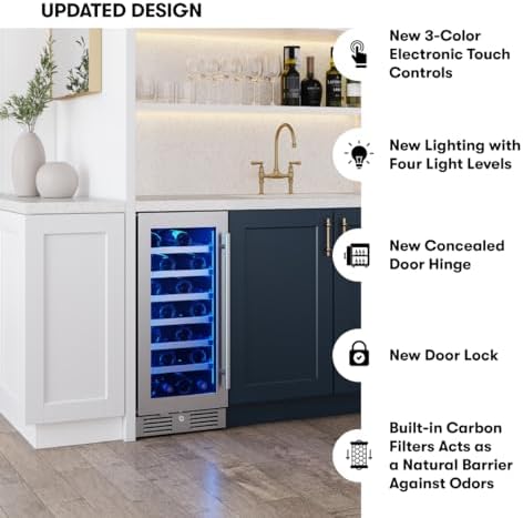 Zephyr Presrv 15 Inch Slim Wine Fridge Beverage Refrigerator Under Counter - Image 6