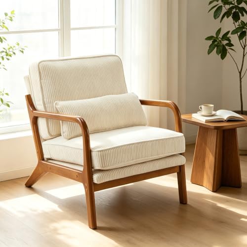 Karl home Mid-Century Modern Accent Reading Chair, Beige by Karlhome