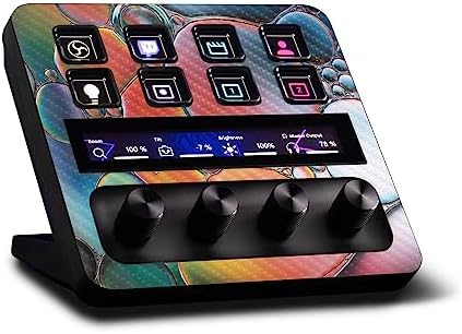 MightySkins Carbon Fiber Skin Compatible with Elgato Stream Deck + - Rainbow Bubbles | Protective, Durable Textured Carbon Fiber Finish | Easy to Apply, Remove, and Change Styles | Made in The USA by MIGHTY+SKINS