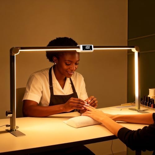 Nail Desk Light,Touch Screen LED Desk Lamp for Nails Tech,Foldable Table Lamp for Nail Art Salon Manicure,Makeup,Eyelash Extensions,Tattoo Lighting,3 Colors Light, Adjustable Brightnes - Image 2