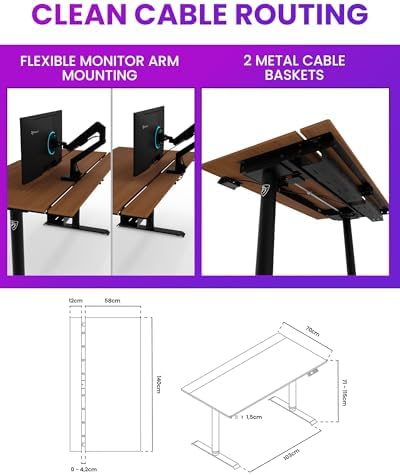 Arozzi Arena Nordico Electric Standing Desk Dark Walnut - Image 2
