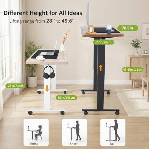 farexon 71x28 Inch Electric Standing Desk with Mouse Pad, Oak Gray - Image 3