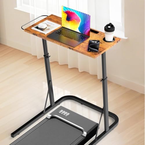 Adjustable Treadmill Walking Pad Desk, for Bike/Cycling Trainer, Workstation Standing Desk, Trainer Stand Table for Indoor, Treadmill Attachment-Exercise While Working or Watching TV, Rustic Brown by THAILE