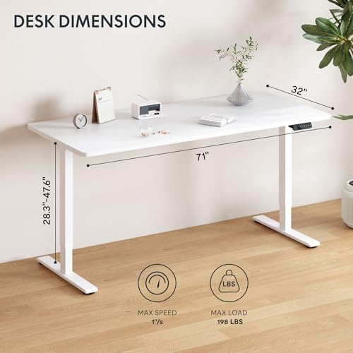 FLEXISPOT 71"x32" Electric Standing Desk, White - Image 3