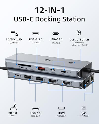 LIONWEI USB C Docking Station Multiport Adapter with Triple Monitor 3 HDMI - Image 2