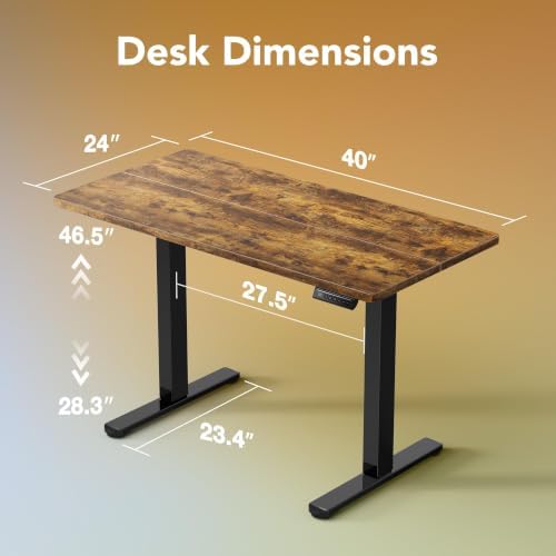 HUANUO 40x24 Inch Electric Standing Desk, Height Adjustable, Rustic Brown - Image 3