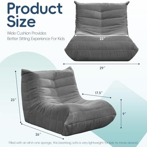 Hobestluk Medium Bean Bag Chairs Lounge Floor Chair BeanBag Couch Togo Sofa - Image 2