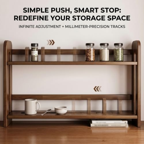 Adjustable Desktop Bookshelf, Solid Wood Countertop Organizer Shelf - Image 4