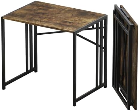 Lutown-Teen 32 inch Small Folding Computer Desk, Rustic Brown by Lutown-TeenHome