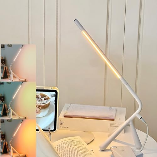 LED Creative Desk Lamp with USB Tybe-c Stepless Dimmable Eye Caring Desk Light for Home Office Bedroom Bedside College Dorm, Reading Lamp,Decorative Gift Table Lamp White by SimisandTableLamps