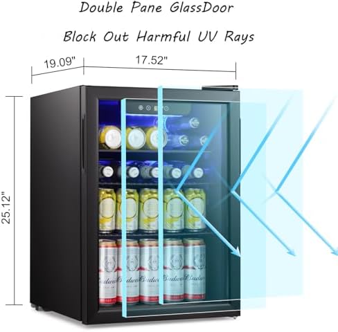 Antarctic Star 95 Can Beverage Refrigerator Cooler, Mini Fridge Glass Door for Soda Beer Wine Stainless Steel Glass Door,Small Drink Dispenser Digital Display for Home, Office Bar,2.4cu.ft - Image 5