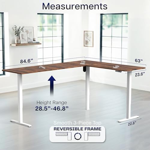 VIVO Rustic Vintage Brown 84 x 63 in Corner Standing Desk, DESK-E3CTWN-84 - Image 5