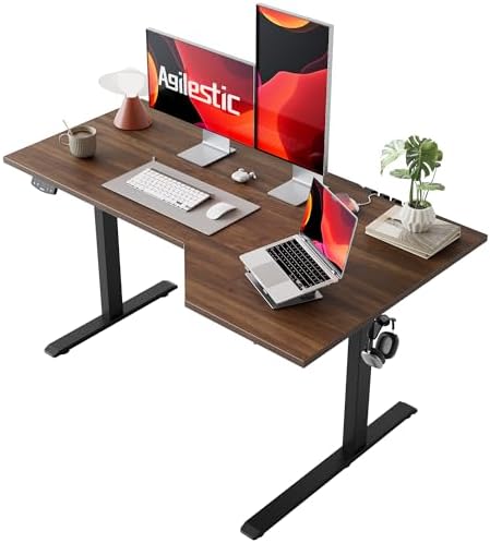 Agilestic 55 x 32 Inch Corner L Shaped Electric Standing Desk, Dark Walnut by Agilestic