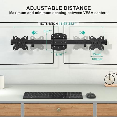 WALI Dual Monitor Wall Mount for 13-27 inch Screens, up to 22lbs - Image 3