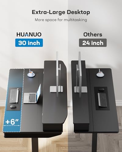 HUANUO 48 x 30 inch Electric Standing Desk with 2 Wood Drawers, Adjustable Height Sit Stand Desk for Home Office, Ergonomic Stand up Desk with 4 Memory Presets, 176 lbs Capacity, Black Top - Image 5