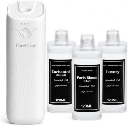 Waterless Essential Oil Diffuser with 3x120ml Oil by CoreFavor