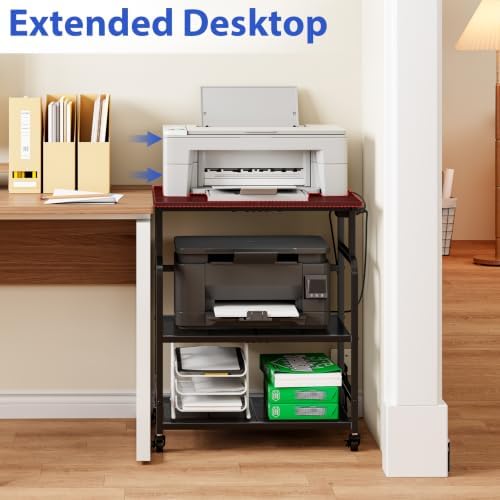 3 Tier Large printer stand with Power Outlet/storage,Rolling Printer Cart - Image 5