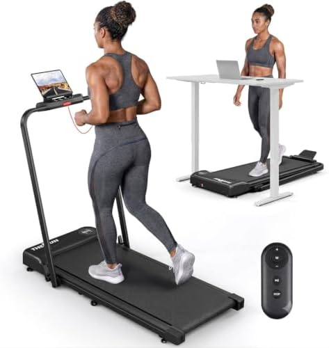 THERUN Walking Pad with Handle Bar, 300 lbs 6.2 mph Under Desk Treadmill by THERUNFITNESS