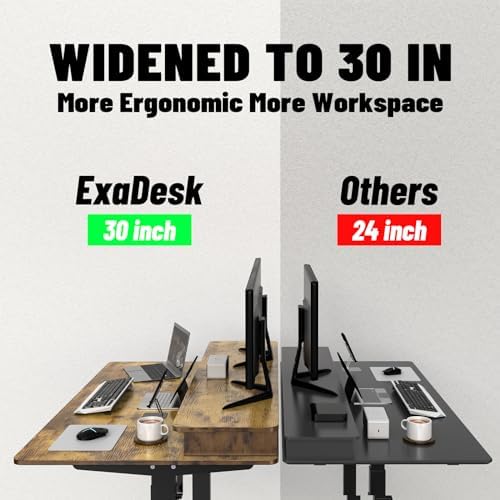 55 * 30 Inches Electric Standing Widened Desk Adjustable Height with 4 Drawers, Double Storage Shelves Stand Up Desk, Home Office Workstation Sit Stand up Desk (Rustic Brown) - Image 4