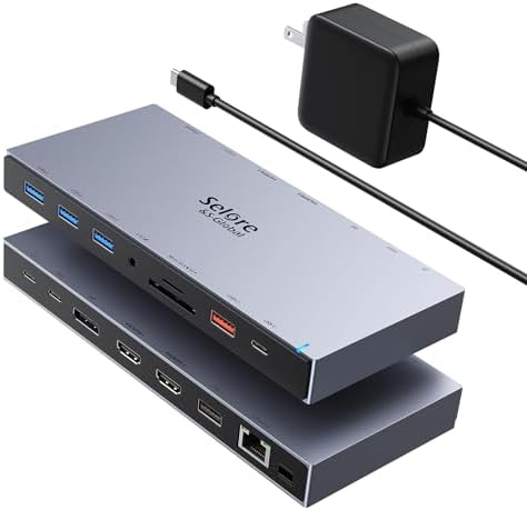 Selore Docking Station 3 Monitors 15-in-1 Laptop Hub with 65W Power Adapter by SeloreS-Global